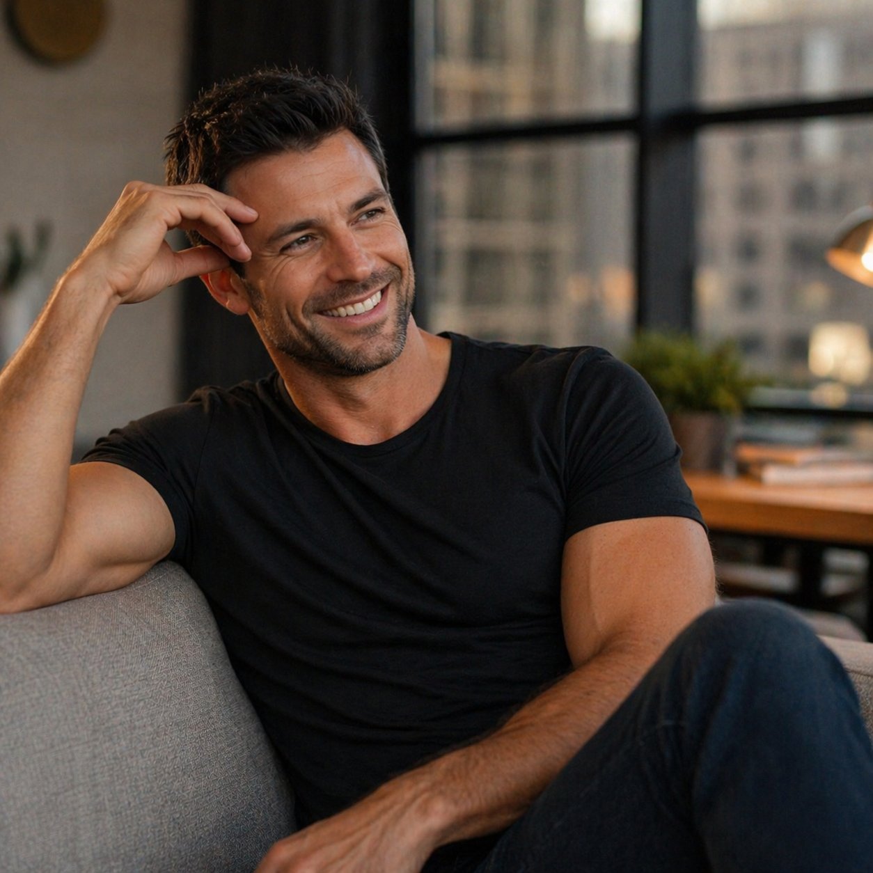 Ryan Calder relaxed at home